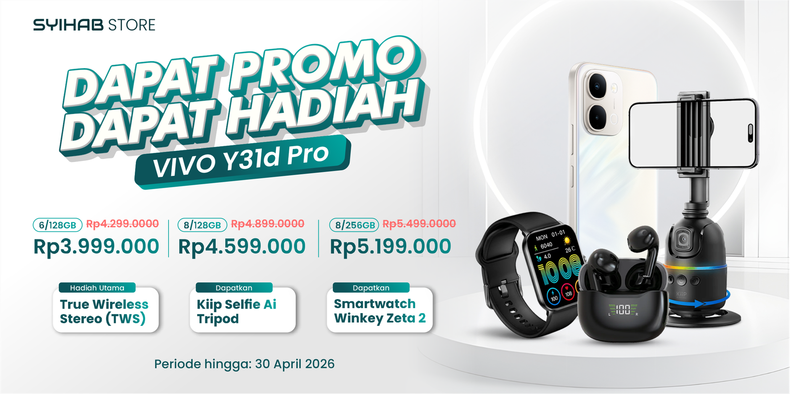 Beli Vivo Y31d Pro sekarang, langsung dapat promo + hadiah keren sekaligus!